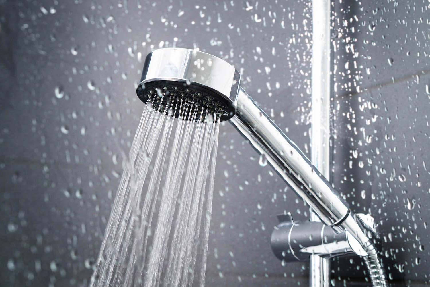 A shower head with soft water from a WyattWorks installed water softener.